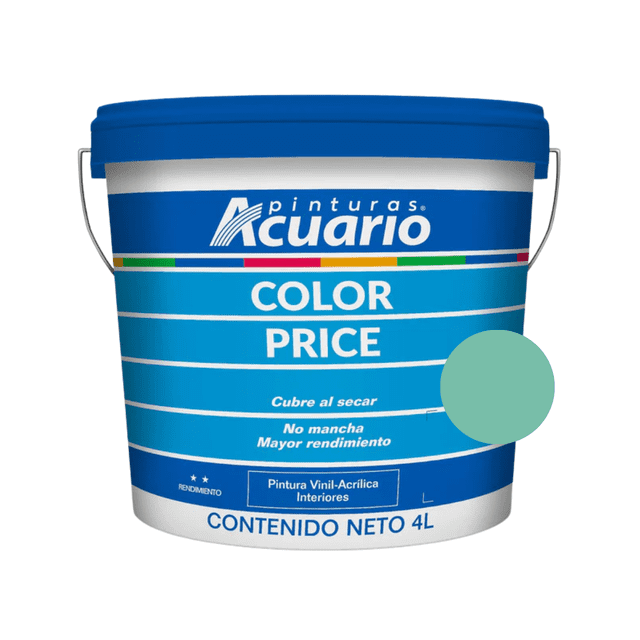 Galon De Pintura Vinilica Lavable Acuario Color Price 4lt - Color Turquesa