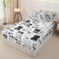 thumbnail image 2 of Erosebridal Doodle Cat Pattern Zipper Full Size Comforter Sets with Fitted Sheet and 2 Pillowcases,Cartoon Cat Print Zipper Bedding Set,Black White,Reversible, 2 of 6