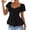 Black, variant on Women's Frill Trim Button Down Shirts Tie Front Puff Sleeve Ruffle Blouse Tops Summer Streetwear Business Blouse Pink,S