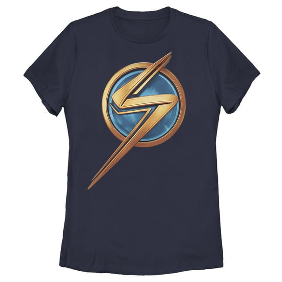 Women's Marvel: Ms. Marvel Logo Icon Graphic Tee Navy Blue Large