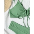 thumbnail image 5 of Hotian Women Self Tie High Cut Bikini Set Drawstring High Leg Swimsuits Green M, 5 of 6