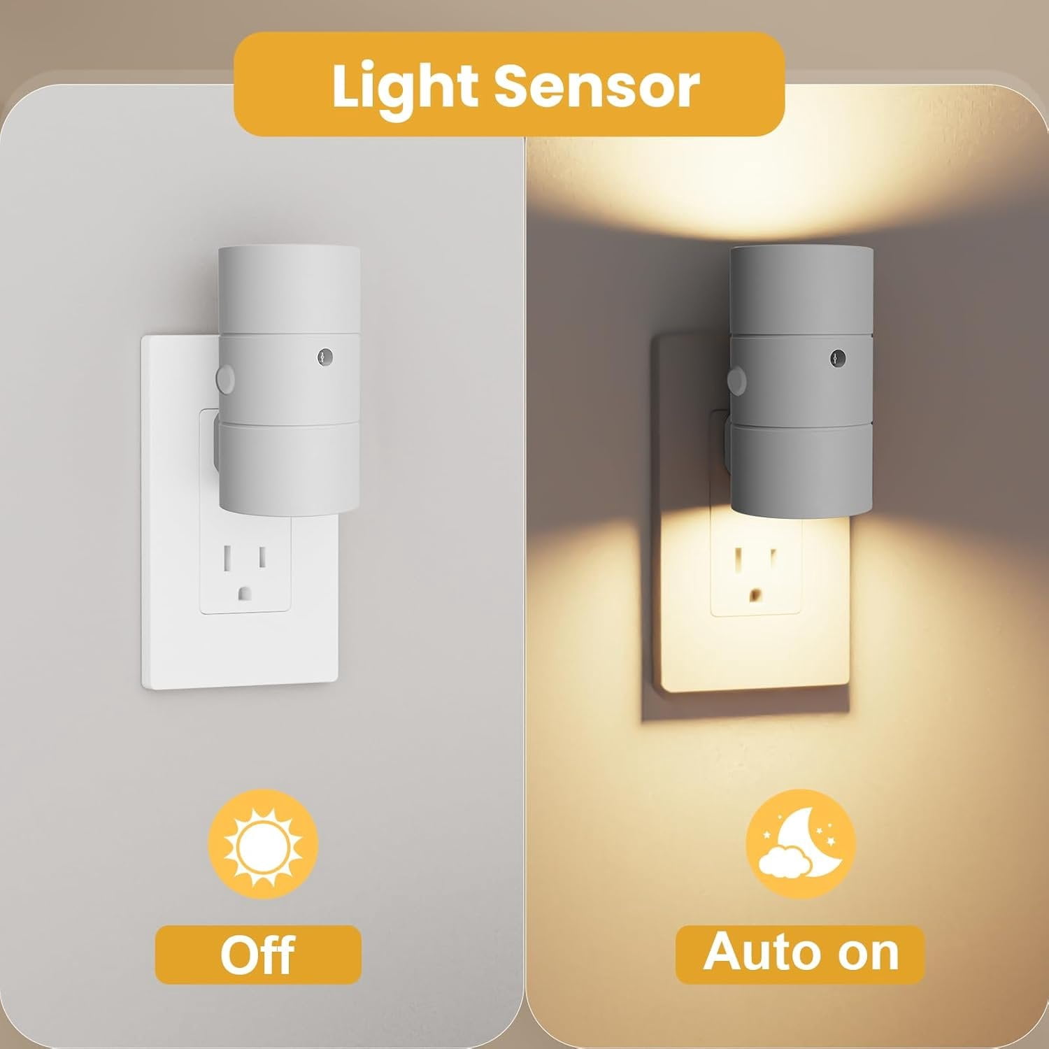 Night Lights Plug into Wall, Dimmable LED Nightlight with Dusk to  Light Sensor, 0-100LM Adjustable Brightness, 3 Color Temperatures, Compact Size, 2 Pack for Hallway, Bathroom White