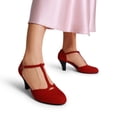 thumbnail image 7 of Dream Pairs Women's T-Strap Heels with 6.5cm Block Heel, Vintage-Inspired Mary Jane Pumps, 7 of 7