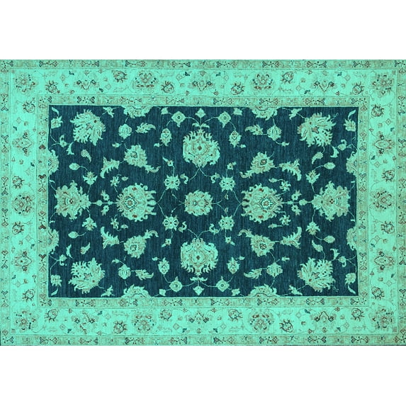 Ahgly Company Indoor Rectangle Persian Turquoise Blue Traditional Area Rugs, 2' x 5'