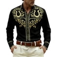 thumbnail image 4 of GJSYRH Western Embroidered Cowboy Shirts for Men, Casual Button Down Long Sleeve Shirt with Floral Design Black M, 4 of 4