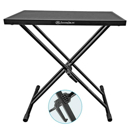 Portable DJ Table Stand by AxcessAbles with Double-X Braced Keyboard Stand and Vented Media Table Tray - Works as a Recording Mixer Stand Desk  DJ Booth or Synth Stand (MTS-01)