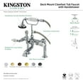 thumbnail image 4 of Kingston Brass AE107T8 Aqua Vintage 7" Center Deck-Mount Clawfoot Tub Faucet with Hand Shower, Brushed Nickel, 4 of 5