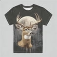thumbnail image 2 of Byoo Boys Deer Printed T Shirt Casual Short Sleeve Crew Neck Graphic Kids Tee Shirt,Black, 2 of 4