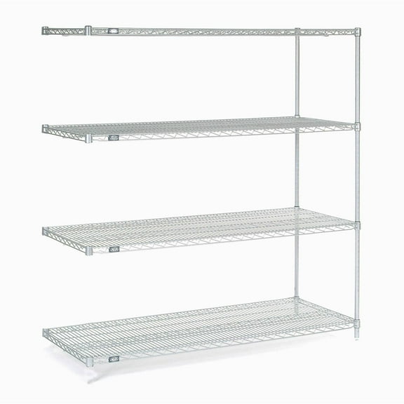 Global Industrial A30606C Nexel 4 Shelf Chrome Wire Shelving Unit Add On, Chrome - 60 x 30 x 63 in.