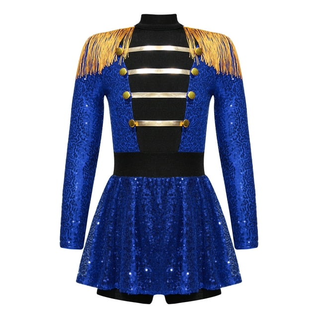Aiihoo Justaucorps de Cirque pour Filles avec Sequins et Robe Tutu, Cosplay d'Halloween, Bleu 8