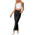 thumbnail image 2 of Allegra K Casual Linen Pants for Women's Drawstring Elastic Waist Tapered Pants with Pockets, 2 of 5