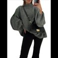 thumbnail image 3 of Suéteres de Cuello Alto de Gran Tamaño para Mujer, Jerseys de Punto Grueso de Larga, Ropa de Moda de Invierno, Otoño Gris S, 3 of 9
