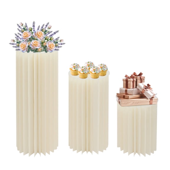 3PACK Cylinder Pedestal Wedding Cake Rack Cardboard Flowers Display Stand Decoration Dessert Table