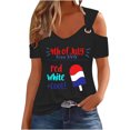 thumbnail image 1 of Tops de Hombro Frío para las Mujeres Día de la Independencia Impreso Fuera Del Hombro Blusa con Cuello en V, Fuera Del Hombro de las Mujeres, 1 of 4