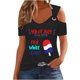 thumbnail image 1 of Tops de Hombro Frío para las Mujeres Día de la Independencia Impreso Fuera Del Hombro Blusa con Cuello en V, Fuera Del Hombro de las Mujeres, 1 of 4