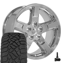 OE Wheels DG62 20 Inch Rims and Tires Fit Ram 1500 Style 5x139.7 20x9 Chrome - Hollander 2364 - TerraMax RT 275/55-20 (Set of 4)