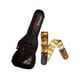 thumbnail image 1 of PAQUETE Estuche para guitarra eléctrica Funda para guitarra Gig bag, guitar case para trasporte y protección, color negro bordes rojos + Tahali strap correa Kidam PARTITURAS RETRO, 1 of 4