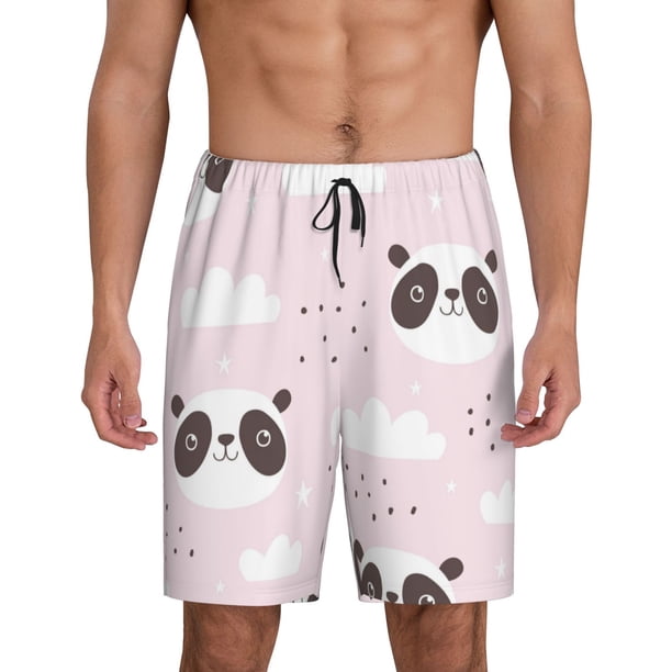 Fotbe Cute Panda Pantalones Cortos de Pijama para Hombre, Ropa de Dormir, Pantalones de Pijama Cortos para Hombre-4X-Large