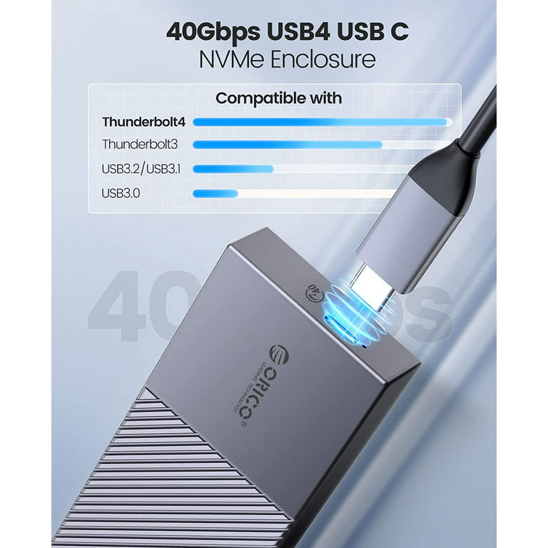 ORICO USB4 NVMe SSD Enclosure 40Gbps PCIe3.0x4 Aluminum M.2 SSD Case  Compatible with Thunderbolt 3 4 USB3.2 USB 3.1 3.0 Type-C