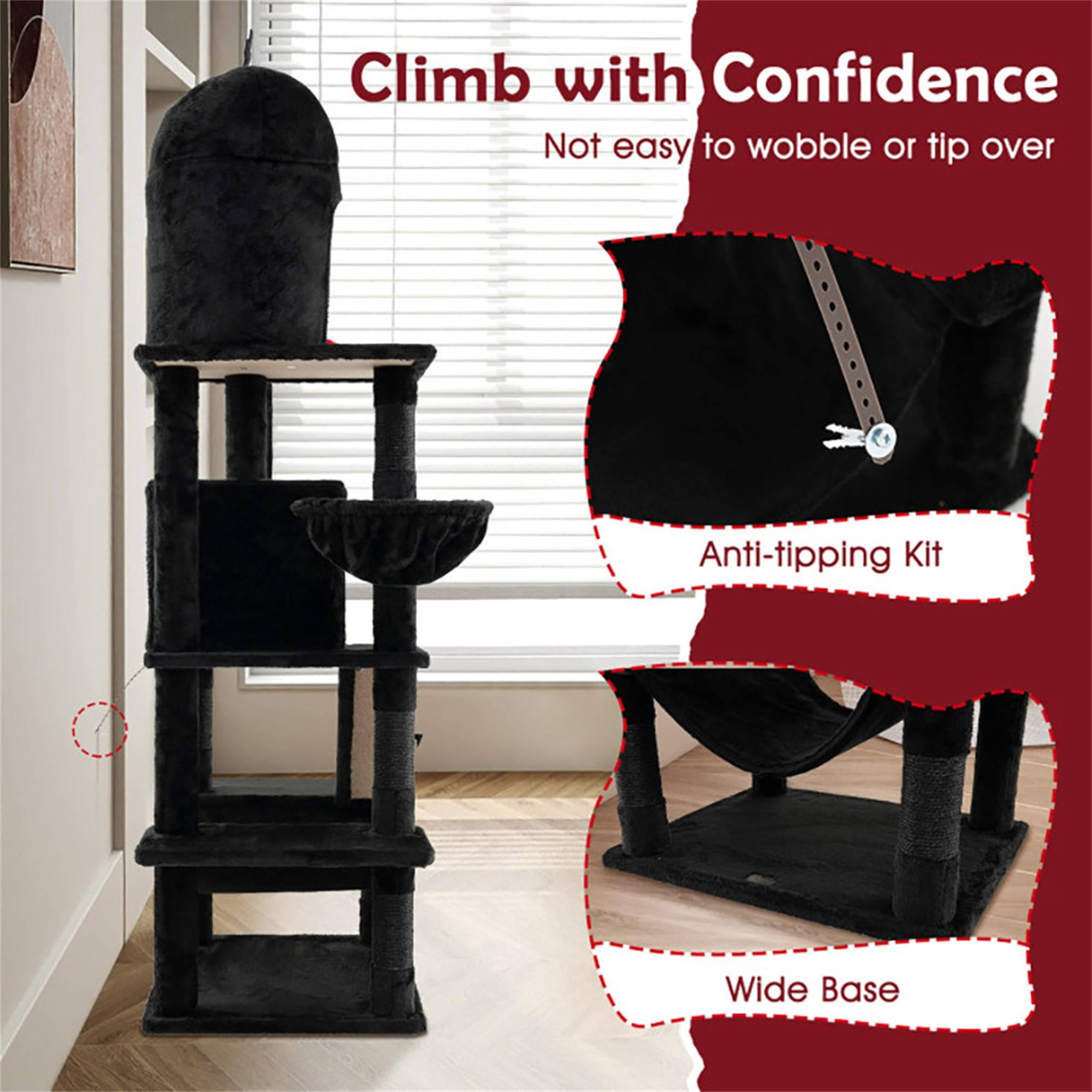 Pefilos 80" Tall Gothic Cat Tree for Large Cats, Cat Tower with Coffin Bed, Sisal Scratching Posts, Bat-Shaped Hanging Ball, Multi-Level Spooky Cat Condo, Black Pefilos 80" Tall Gothic Cat Tree for Large Cats, Cat Tower with Coffin Bed, Sisal Scratching Posts, Bat-Shaped Hanging Ball, Multi-Level Spooky Cat Condo, Black