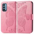 thumbnail image 2 of Dteck for OnePlus Nord N200 5G 2021 Released Embossed Butterfly Flower Premium PU Leather [Folio Flip][Kickstand][Card Slots][Wrist Strap] Cover, Pink Butterfly, 2 of 6