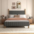thumbnail image 5 of Brafabhome Queen Bed Frame with Upholstered Headboard, Modern Wood Bed Frame with Solid Wood Posts, No Box Spring Needed, Gray Linen, 5 of 8