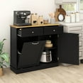 thumbnail image 2 of Costway 15.5 Gallon Kitchen Tilt Out Trash Cabinet Rubber Wood Tabletop 2 Drawers Shelf Black, 2 of 11