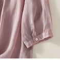 thumbnail image 4 of Floral Embroidered Cotton Linen Shirts for Women Summer 3/4 Sleeve Gauze Boho Tops Ladies Dressy Casual Loose Blouses Pink M, 4 of 6