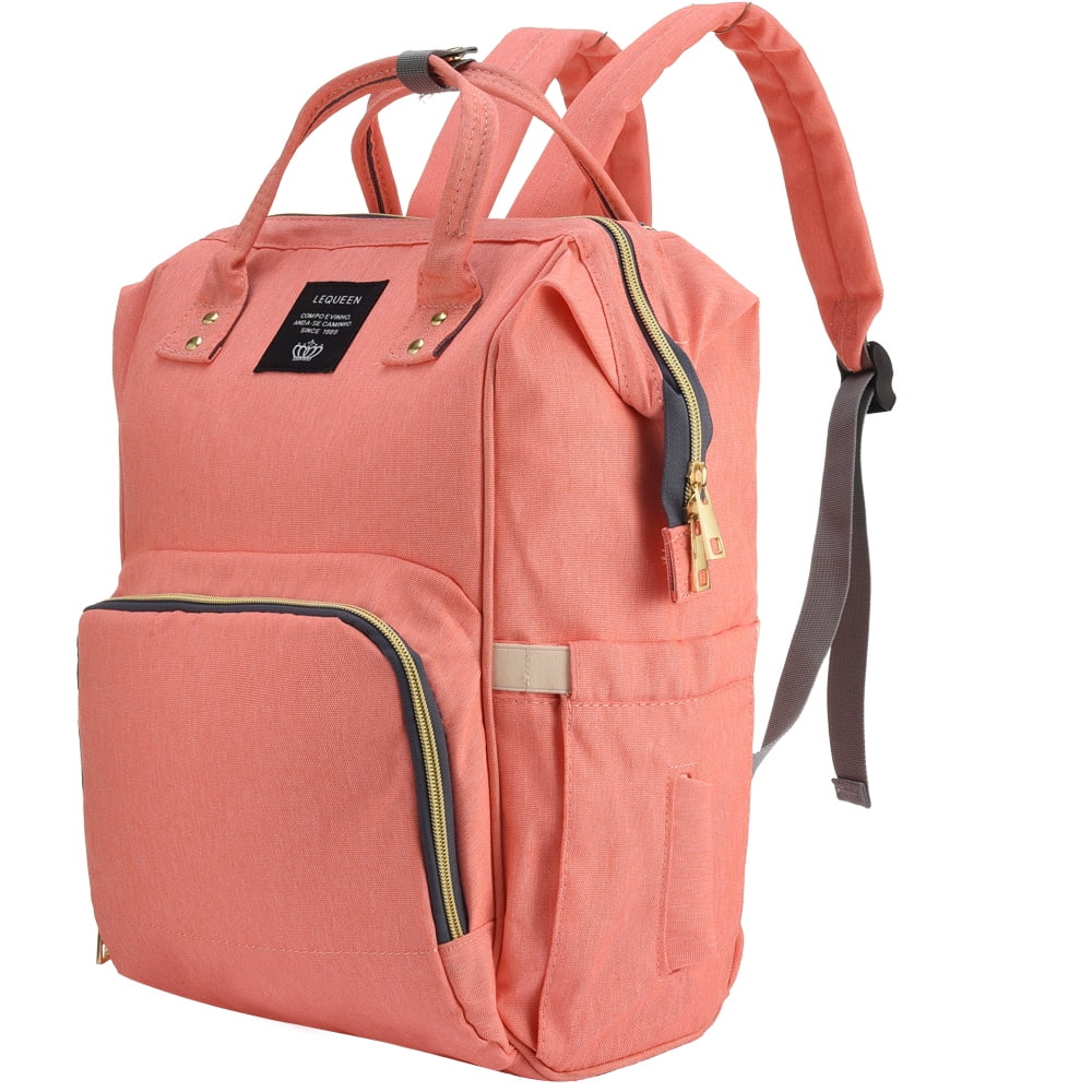 Orange Diaper Bag Multi-Functional Stylish & Durable Waterproof Backpack 