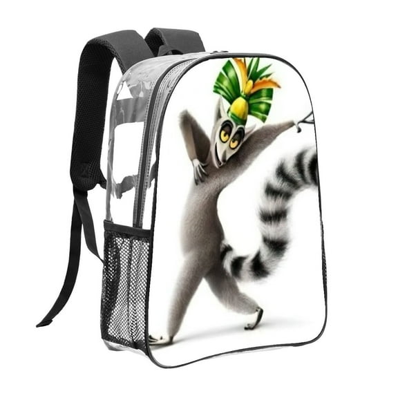 All Hail King Julien Pattern Transparent Backpack Lightweight And fashionable Showcasing Personality And Leading The Trend