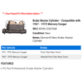 thumbnail image 2 of Brake Master Cylinder - Compatible with 1967 - 1972 Mercury Cougar 1968 1969 1970 1971, 2 of 2
