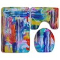 thumbnail image 1 of CHAPLLE Acrylic Paint Wall Colorful 3 Piece Bathroom Rugs Set Bath Rug Contour Mat and Toilet Lid Cover, 1 of 2