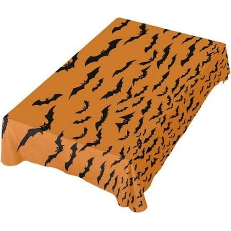 

Hyjoy Halloween Bats Orange Rectangle Tablecloth 54x54In Dinner Table Cover for Outdoor & Indoor Patio Picnic BBQ Holiday Party Halloween Decoration