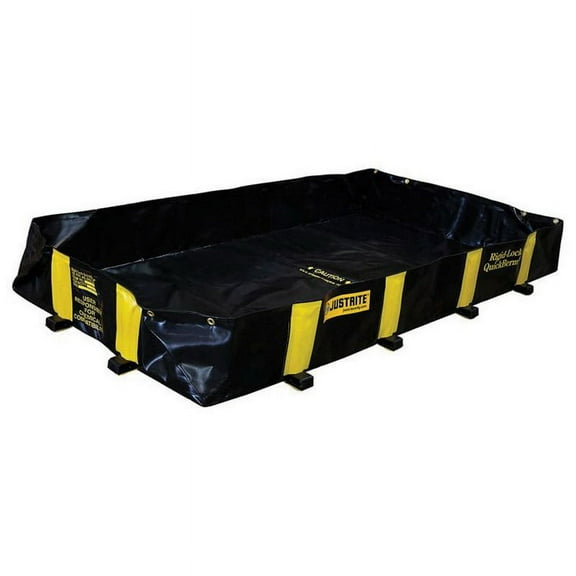 Justrite 28514 4' x 8' x 12", 235 Gallon Spill Capacity, Drive Over Berm, Rigid-Lock QuickBerm®, Black - 28514