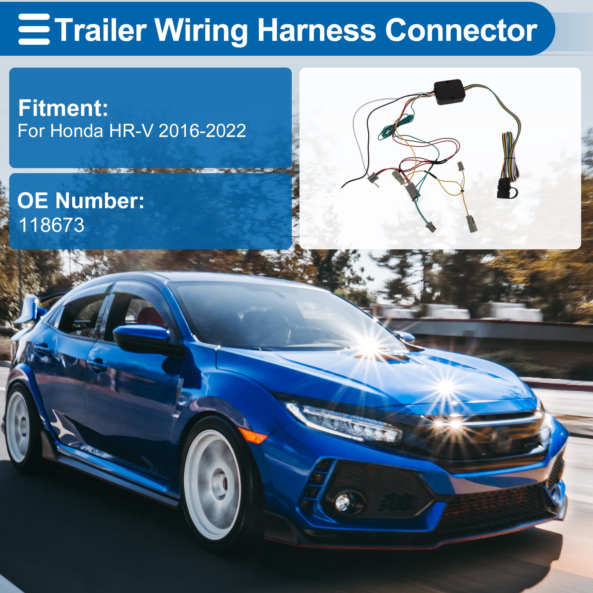 Unique Bargains 4 Pin Trailer Wiring Harness 56341 Towing Hitch for Honda Civic 2001-2005