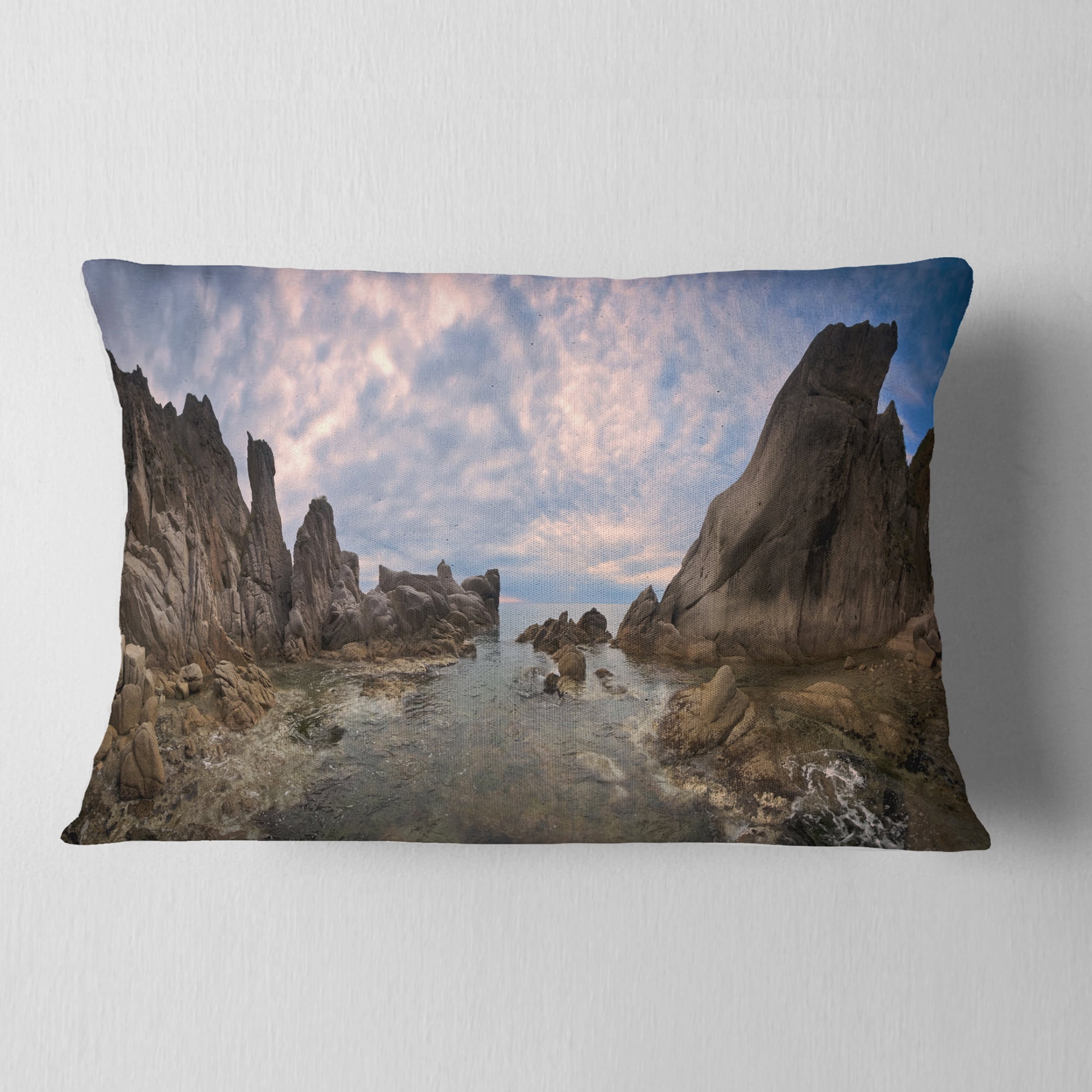 Designart 12" x 20" Brown Polyester Throw Pillow