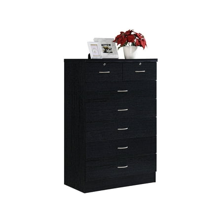 Hodedah 7 Drawer Dresser With Two Locks Black Walmart Com