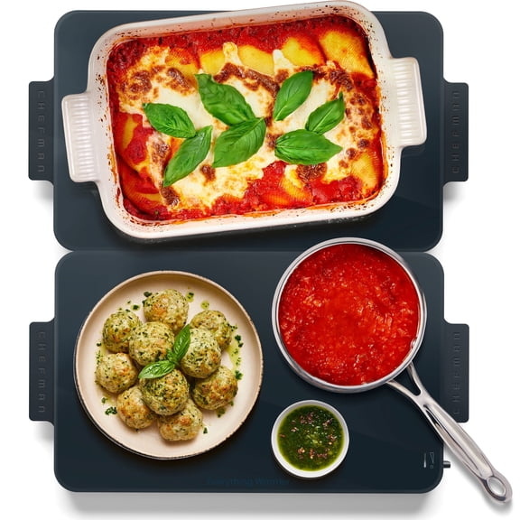 Chefman Everything Warmer Modular Expanding Warming Tray, Two 10” x 16” Trays - Midnight