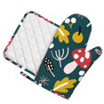 thumbnail image 2 of Disketp Cartoon Leaf Mushroom Red Oven Mitts And Potholders Bbq Gloves-Oven Mitts And Pot Holders With Recycled Infill Silicone Non-Slip Cooking Gloves For Cooking Baking Grilling, 2 of 9