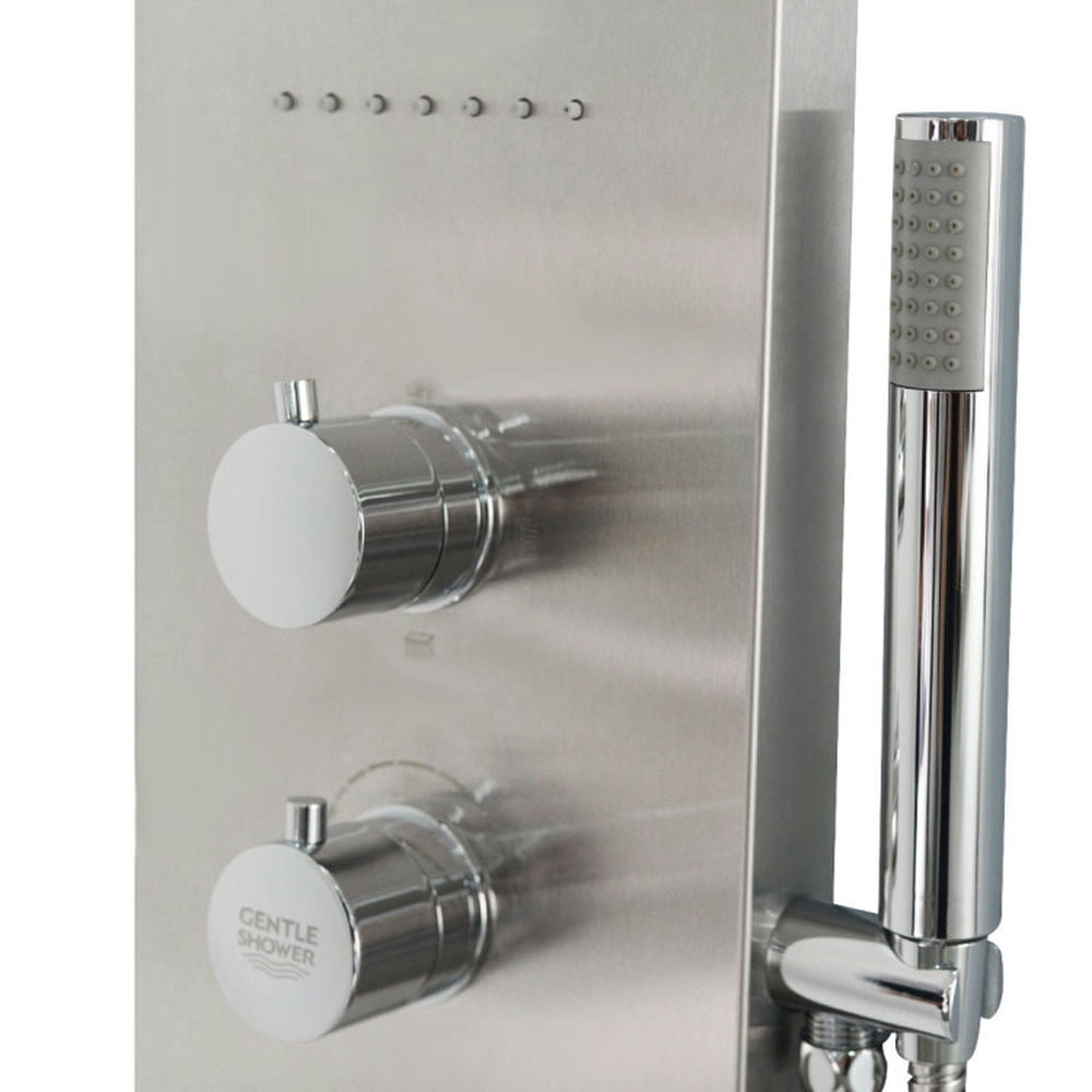 Finihen Shower Panel, Shower Panel Tower System, 57 Inch Stainless Steel Shower Panel with 12 x 8 Head Shower, Silver Finihen Shower Panel, Shower Panel Tower System, 57 Inch Stainless Steel Shower Panel with 12 x 8 Head Shower, Silver