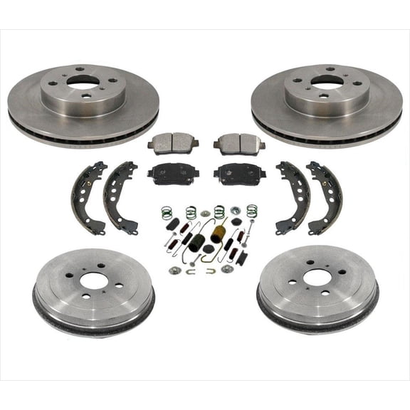 Front Brake Rotors & Ceramic Brake Pads Drums Shoes 7PCs Kit 04-06 Scion Xa Xb