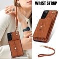 thumbnail image 2 of Case for Samsung Galaxy S21, Crossbody Wristlet Case Wallet with RFID Blocking Card Slots KickStand Flip Folio PU Leather Magnetic Protective Cover Women for Samsung Galaxy S21, Brown, 2 of 9