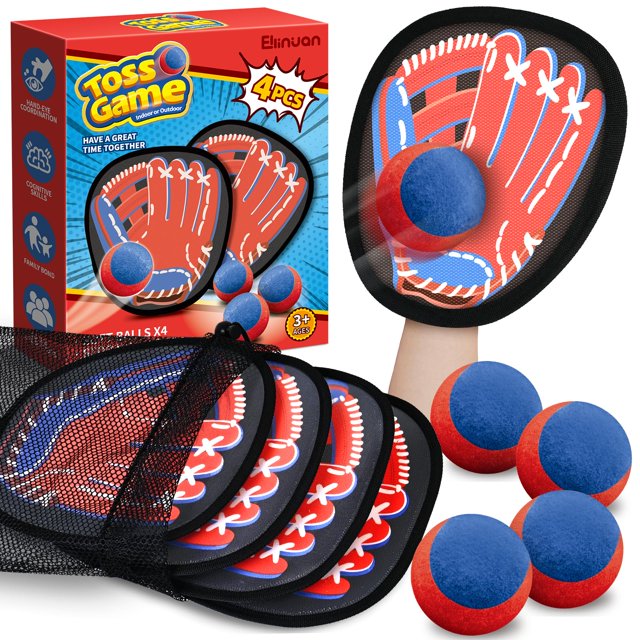 Set Catch Ball Game Ellinjan, 4 paquetes de pelotas adhesivas