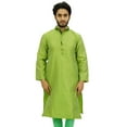 thumbnail image 1 of Atasi Classic Men's Dupion Green Kurta Pyjama Party Wear Designer Shirt-S, 1 of 7