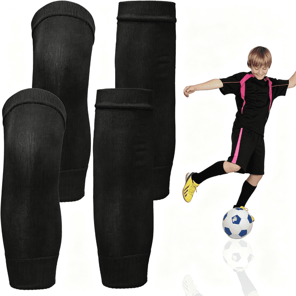 TELOLY 2 Pairs Soccer Sleeves,14.1X3.3 Inches Pre Cut Soccer Sleeve Socks,Moisture Wicking & Anti-Slip Compression Leg Sleeves for Men and Youth,Perfect for Football,Basketball,Running ( Black)