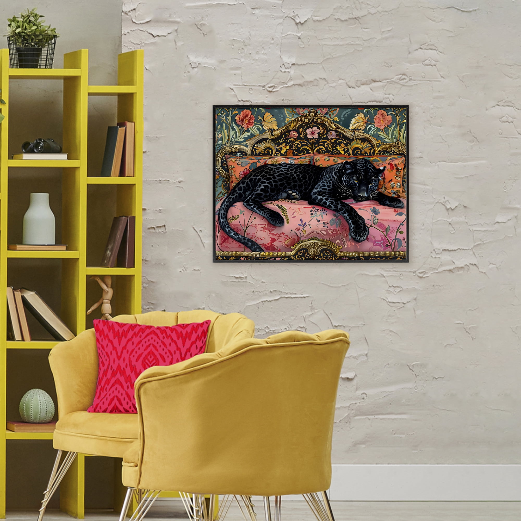 Stupell Industries Lazy Black Elegant Leopard Black Framed Giclee Art, design by Creative Studio