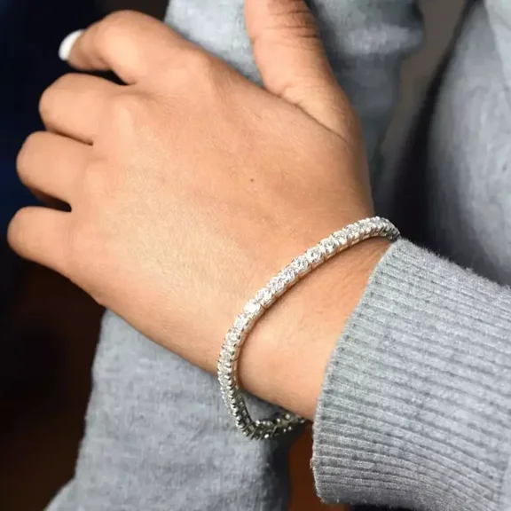 4.50 ct Round-Cut Lab-Created Diamond Tennis Bracelets White Gold Plated sterling sliver