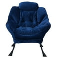 thumbnail image 4 of YYAo Modern Upholstered Accent Chair, Contemporary Lounge Chair Armchair with A Side Pocket and Stool, Fabric Lazy Chair for Living Room, Blue, 4 of 13