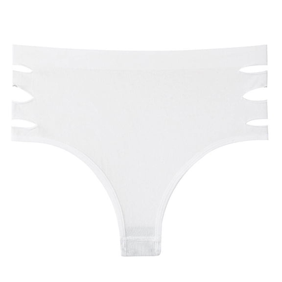 Boy Short Underwear for Women Women's Plus Size Side Hollow out High Waist Panty Brief Comfy Seamless Underwear White L