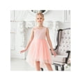 thumbnail image 2 of Girls Dress Pink Floral Lace Pearl V-back Bow Hi-lo Party Wedding Formal 10 Years, 2 of 7